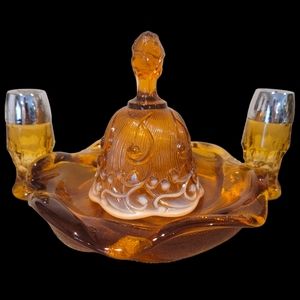 Vintage Fenton Glass Bundle - Bell, Ashtray, Salt & Pepper